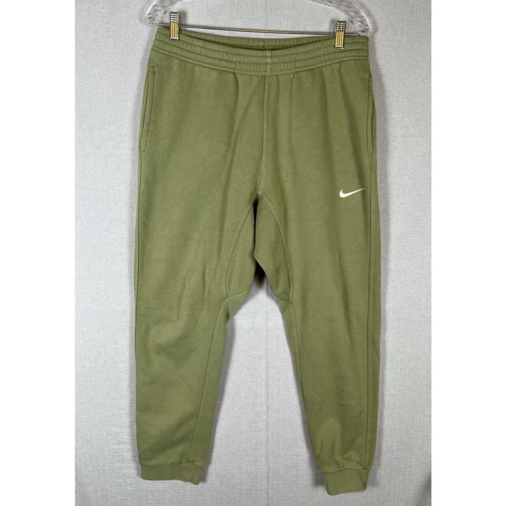 Nike Sweatpants Mens Size L Green Sportswear Club Fleece Pull On Cuffed Joggers